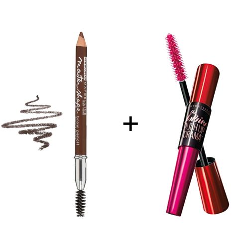 The Falsies Push Up Drama Black Mascara - Noir \ Very Black + Master Shape Brow Pencil - Soft Brown