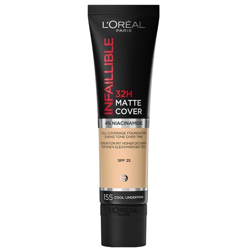 كريم أساس Infallible بتغطية غير لامعة تدوم 32 ساعة مع 4% من النياسيناميد - 155 لون بارد