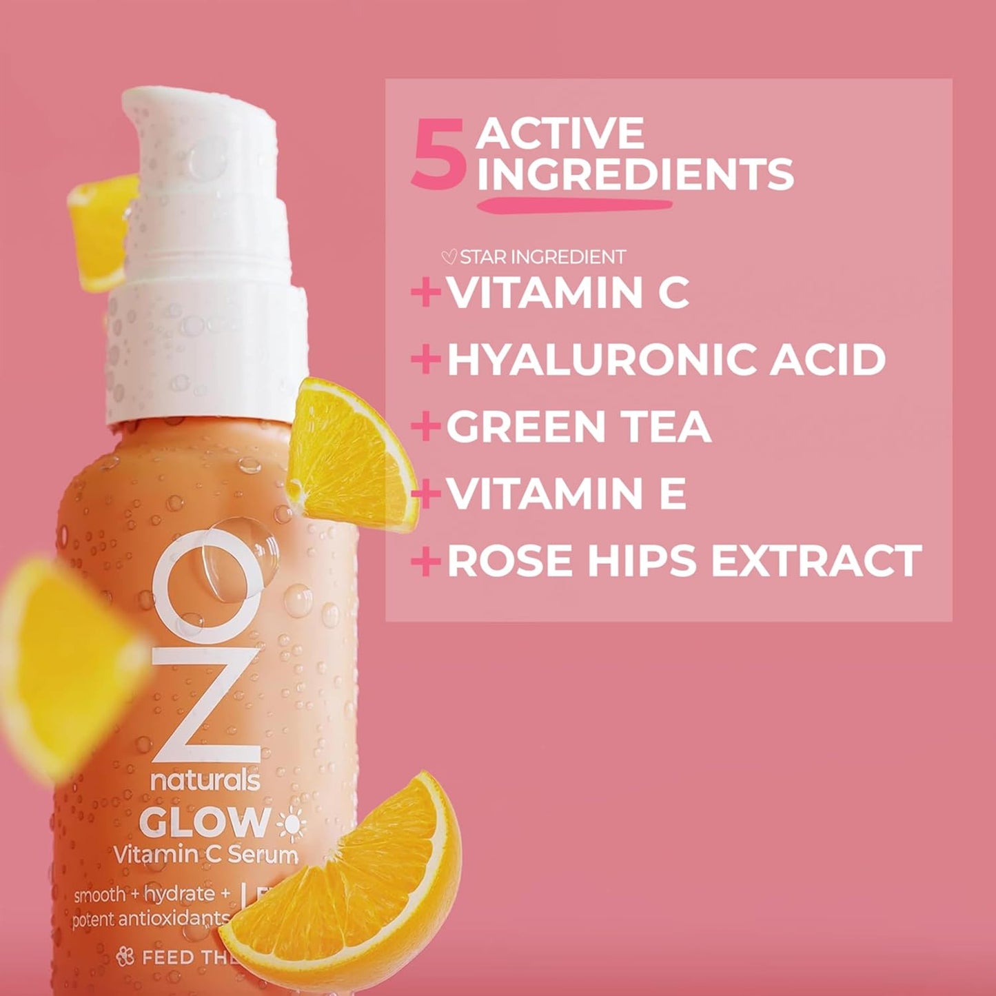 OZ Vitamin C Serum, Anti-Aging Serum with Hyaluronic Acid, Pure Vitamin E and Rosehip Oil, Natural Antioxidant Face Serum for a Brighter - 30ml