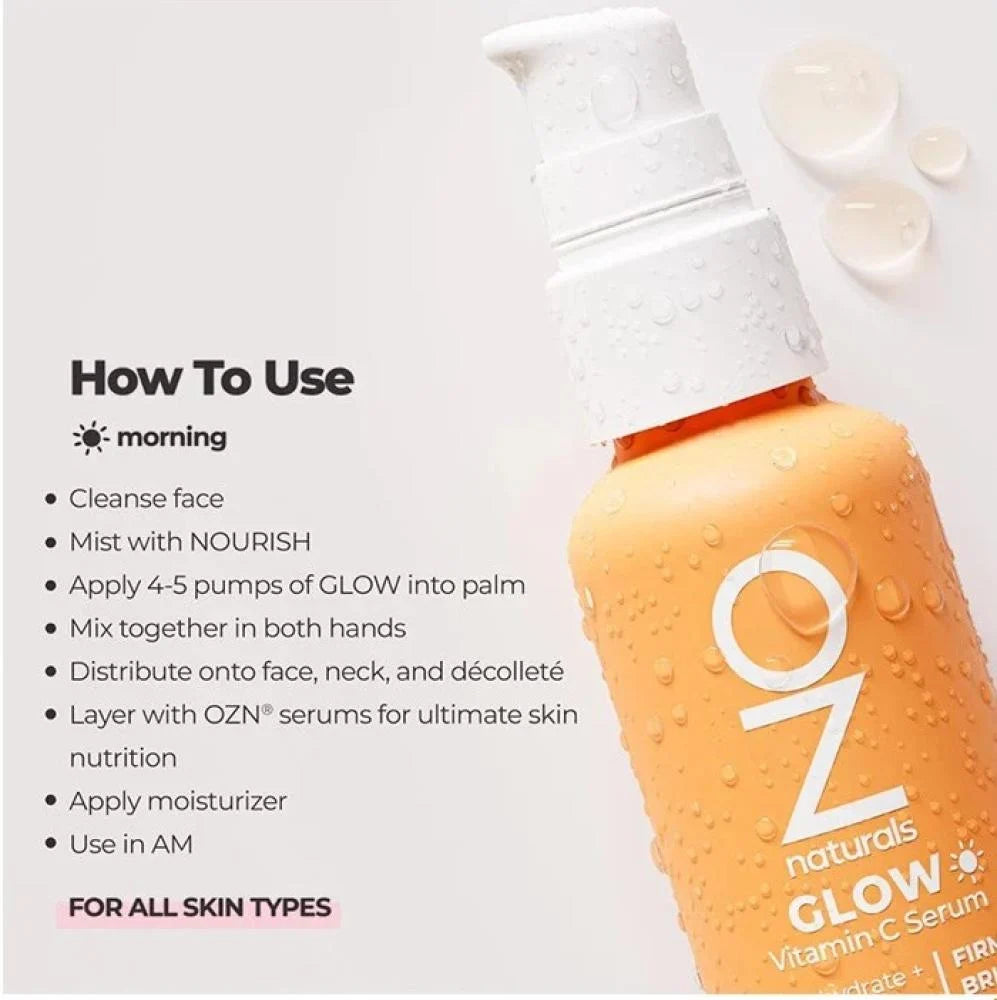OZ Vitamin C Serum, Anti-Aging Serum with Hyaluronic Acid, Pure Vitamin E and Rosehip Oil, Natural Antioxidant Face Serum for a Brighter - 30ml