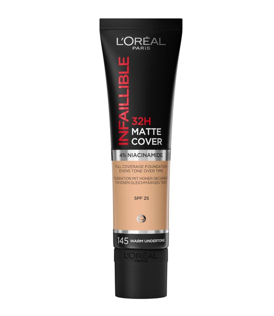 Infallible 32H Matte Cover Foundation With 4% Niacinamide  - 145 Warm Undertone