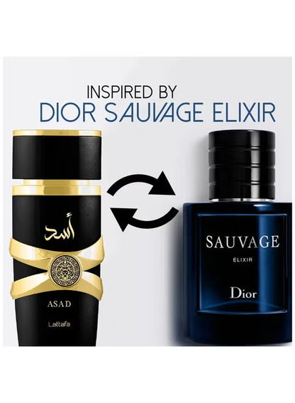 Asad Lattafa Eau de Parfum For Men ( inspired by sauvage elixir ) - 100 ml