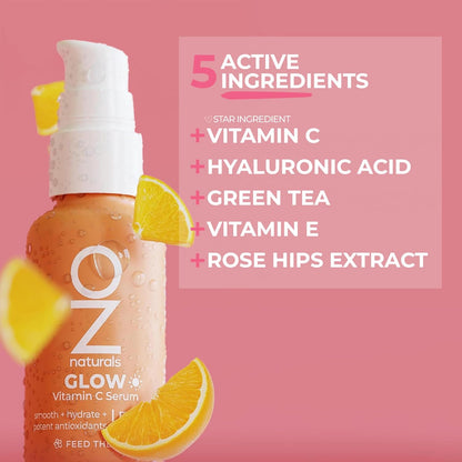 OZ Vitamin C Serum, Anti-Aging Serum with Hyaluronic Acid, Pure Vitamin E and Rosehip Oil, Natural Antioxidant Face Serum for a Brighter - 30ml