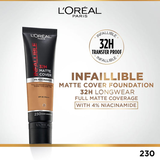 Infallible 32H Matte Cover Foundation With 4% Niacinamide - 200 Neutral  Undertone