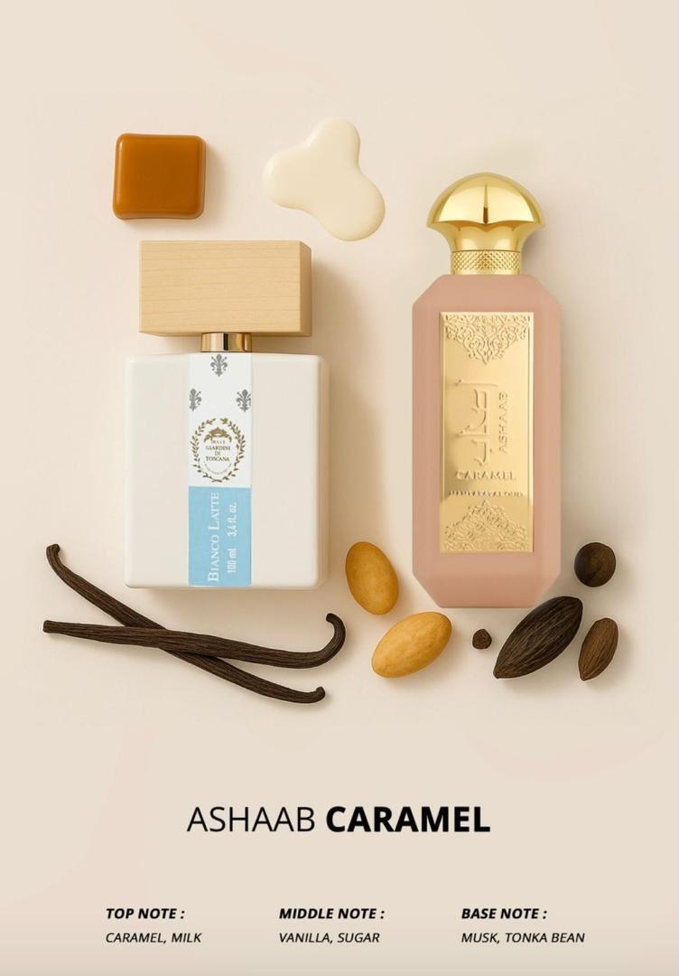 Ashaab Caramel Eau de parfum - For Unisex (inspired by Bianco Latte by Giardini di Toscana ) - 100ml